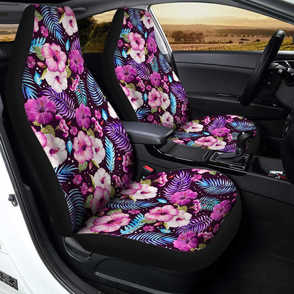 Hawaiian Car Seat Covers Custom Purple Tropical Flowers Car Accessories - Gearcarcover - 1