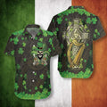 High Quality Beer And Skull Proud Irish People Celtic Cross Harp Patrick Green Hawaiian Shirts Hawaii Shirt