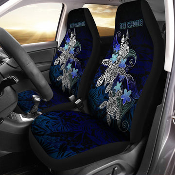 New Caledonia Polynesian Car Seat Covers Blue Turtle Couple