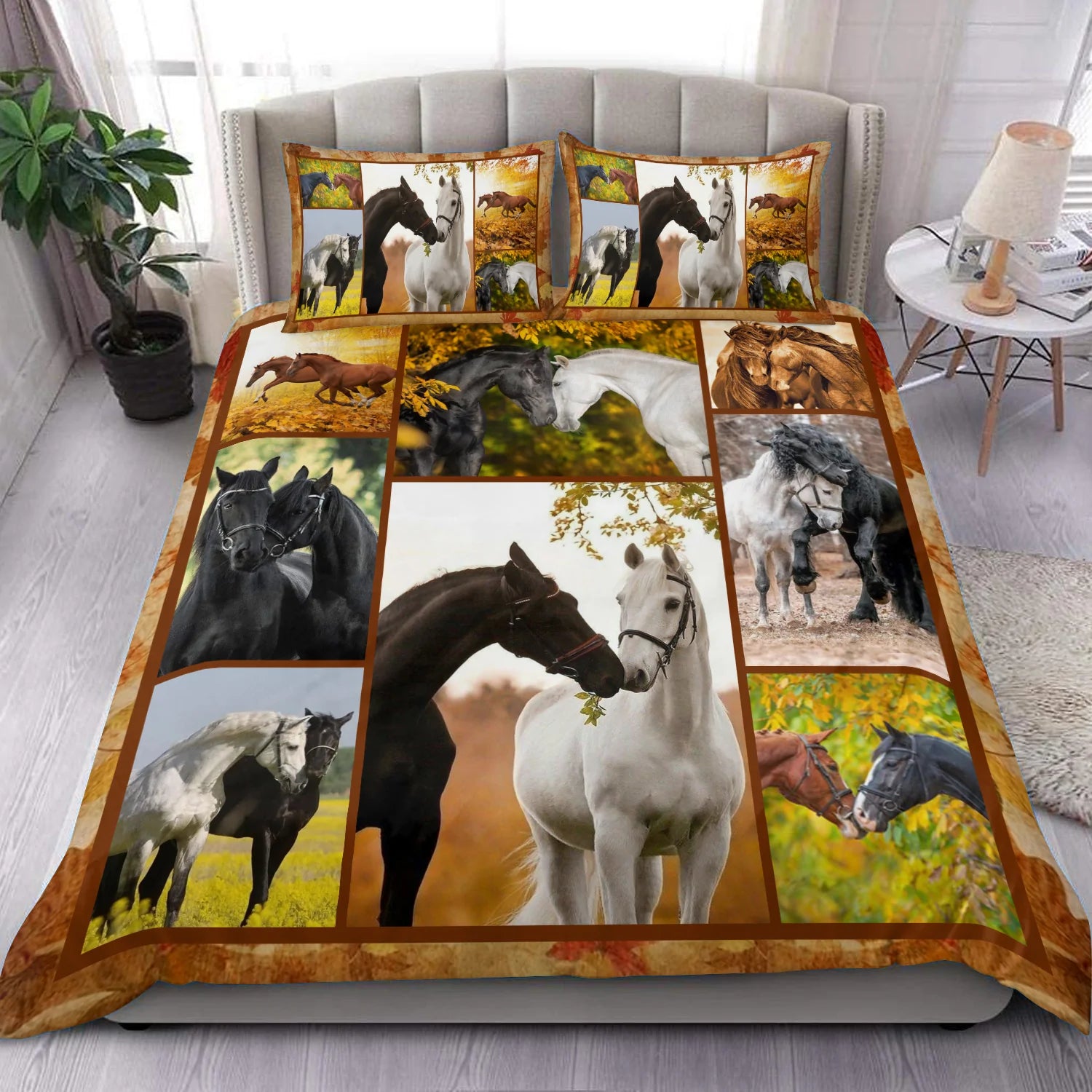 Horse Bedding Set, Gift for Couples, Husband, Wife, Parents, Lovers, Gift for Horse Lovers  - PF10114