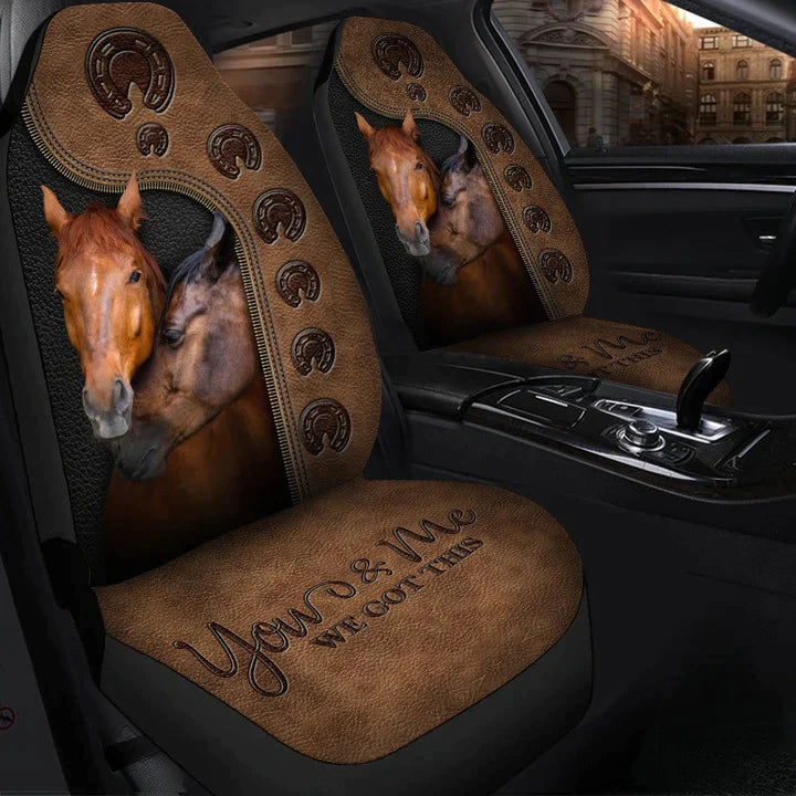 Horse Couple We Got This Car Seat Covers, Front Bucket Seat Cover For Car