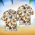 Horses On Cream Paper Background Vintage Hawaii Shirt Button Down Short Sleeves Hawaiian Full Print Shirt
