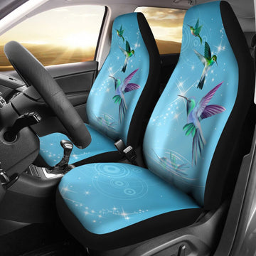 Hummingbird Water Blue Background Car Seat Covers, Car Seat Set Of Two, Carseat Covers, Automotive Seat Covers