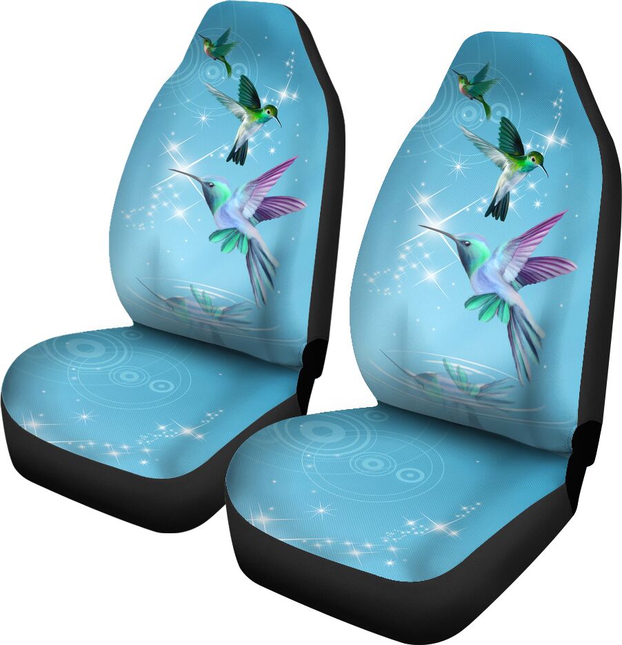 Hummingbird Water Blue Background Car Seat Covers, Car Seat Set Of Two, Carseat Covers, Automotive Seat Covers