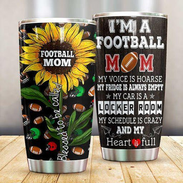 I Am A Football Mom Stainless Steel Tumbler Cup - Gifts for Mom Travel Mug, custom mother's day gifts