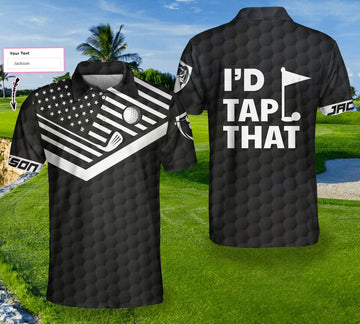 Id Tap That Golf Custom Polo Shirt Personalized Golf American Flag Golf Shirt For Men - 1