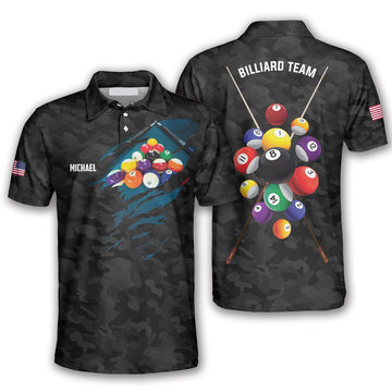 In My Heart Custom Billiard Shirts for Men, Custom Billiard ball for Team, Men's Billiard Polo Shirts