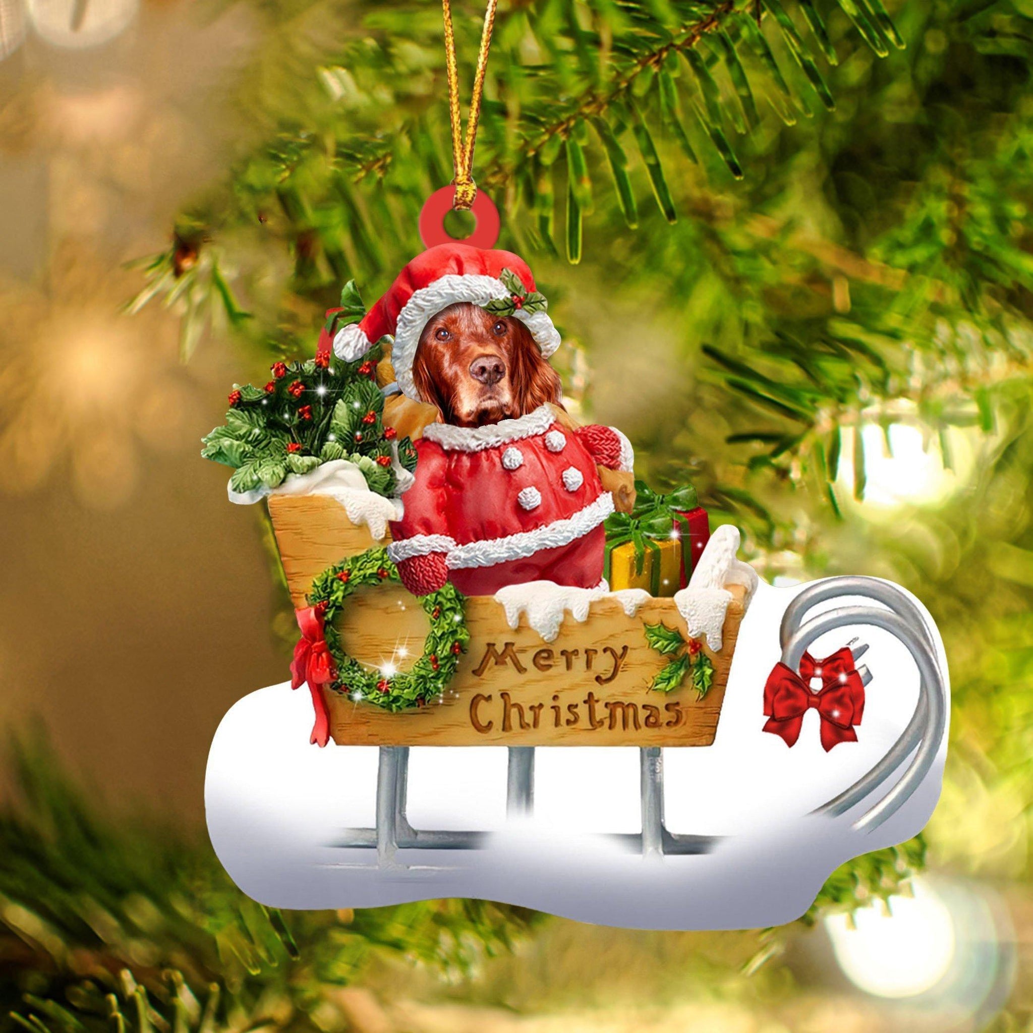 Irish Setter Merry Christmas Ornament, Gift For Dog Lover