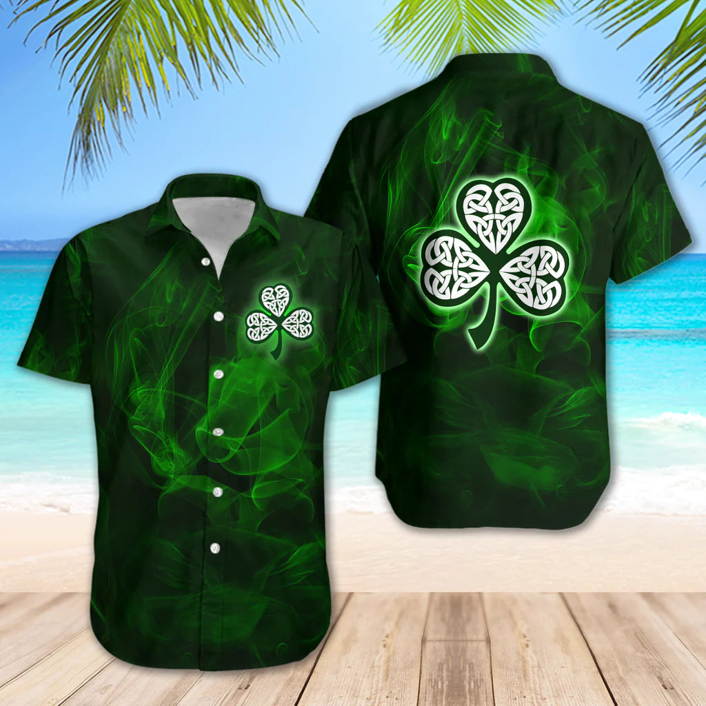 Irish Shamrock Smoke Shirt Regular Fit Short Sleeve Slim Fit