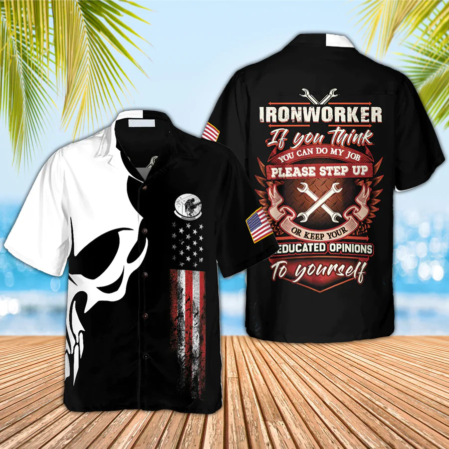 Ironworker Proud Skull Hawaiian Shirt, Ironworker Shirt, Hawaiian shirt for Men and women