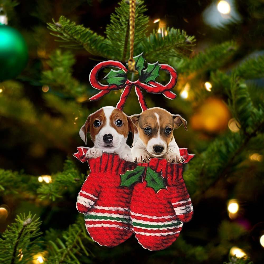 Jack Russell Terrier Inside Your Gloves Christmas Holiday Two Sided Ornament, Gift For Dog Lovers