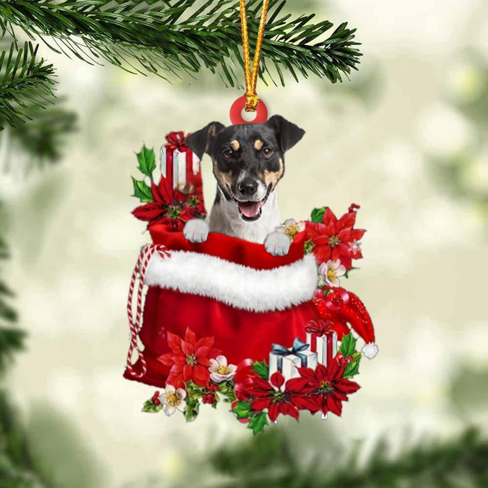 Jack Russell Terrier In Gift Bag Christmas Ornament, Gift For Dog Lovers