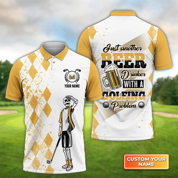 Just Another Beer, Drinker With A Golfing Problem - Personalized Name 3D Polo Shirt Gift For Golfers