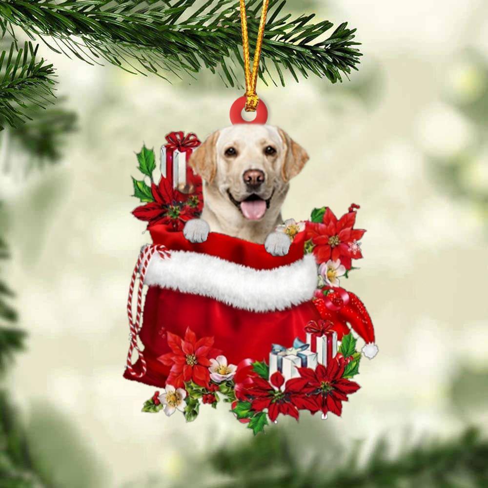 Labrador Retriever In Gift Bag Christmas Ornament, Gift For Dog Lovers
