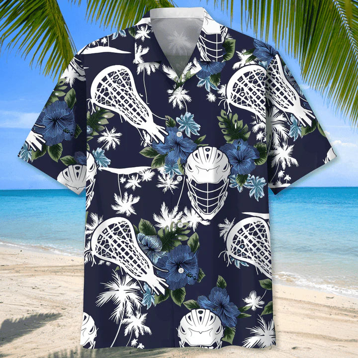 Lacrosse Usa Blue Tropical Hawaiian Shirt, Summer Short Sleeve Shirts for men and women