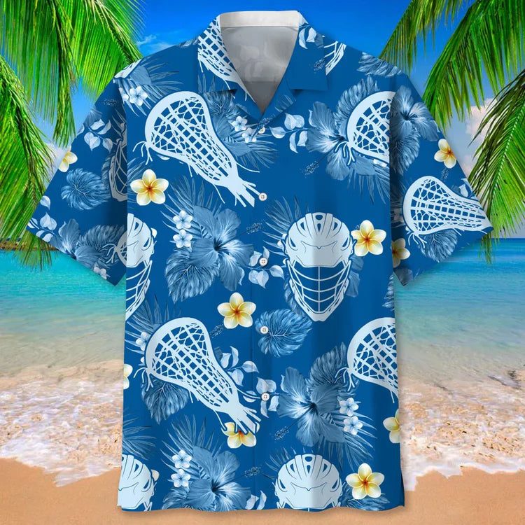 Lacrosse Usa Blue Tropical Hawaiian Shirt, Summer Short Sleeve Shirts for men and women2