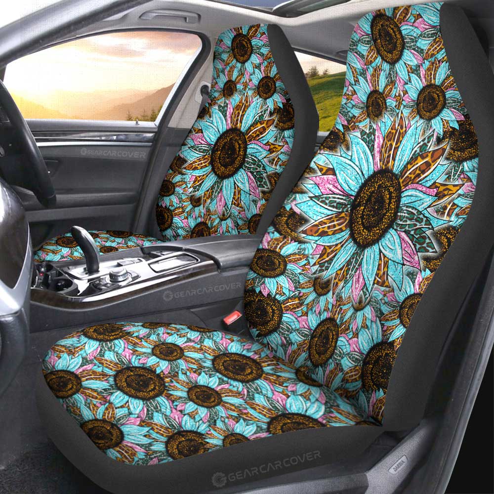 Leopard Tie Dye Sunflower Car Seat Covers Custom Car Decoration - Gearcarcover - 1