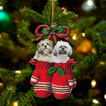 Lhasa Apso Inside Your Gloves Christmas Holiday Two Sided Ornament, Gift For Dog Lovers