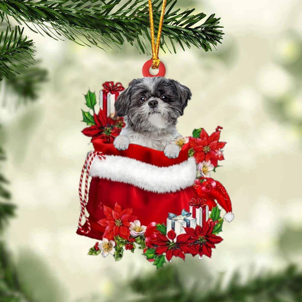 Lhasa Apso In Gift Bag Christmas Ornament, Gift For Dog Lovers