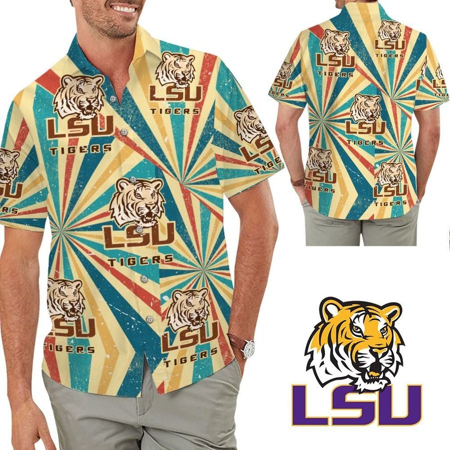 Lsu Tigers American Flag Custom Name Men Women Short Sleeve Button Up Tropical Aloha Hawaiian Shirts For Men Women Louisiana State University