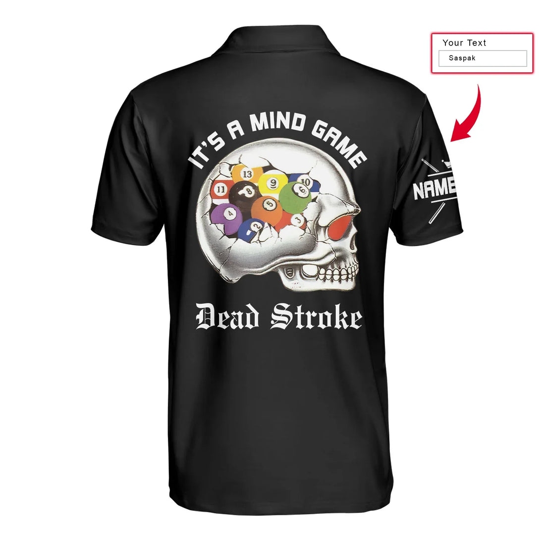 Personalized Argyle Pattern Skull Billiards Pool Men Polo Shirt, It's A Mind Game Dead Stroke Custom Polo Shirt