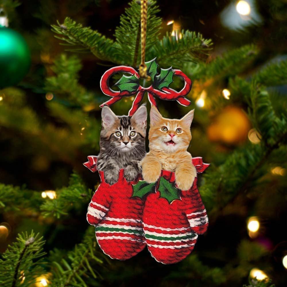 Maine Coon Inside Your Gloves Christmas Holiday Two Sided Ornament, Gift For Dog Lovers