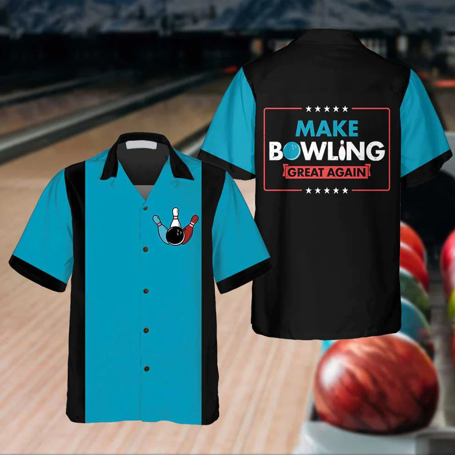 Make Bowling Great Again Bowling Hawaiian Shirt, Funny Bowling Shirt For Bowling Lover