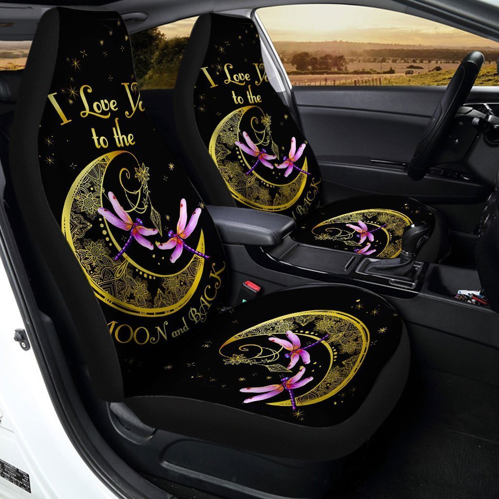 Mandala Dragonfly Car Seat Covers I Love You To The Moon And Back Car Accessories - Gearcarcover - 1