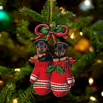 Miniature Pinscher Inside Your Gloves Christmas Holiday Two Sided Ornament, Gift For Dog Lovers