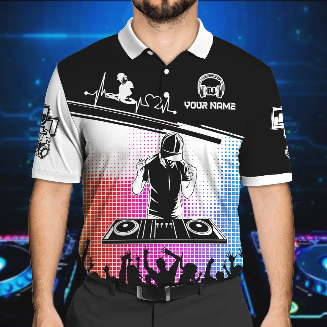 DJ Personalized Name 3D Polo Shirt, Dj Polo shirt for Men, Gift for Dj music lover