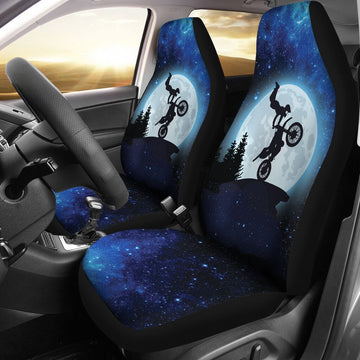 Motocross Moon Galaxy Car Seat Covers, Car Seat Set Of Two, Carseat Covers, Automotive Seat Covers