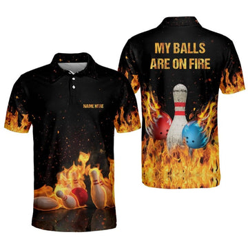 My Balls Are On Fire polo shirt, Bowling team shirt, Gift for bowling player