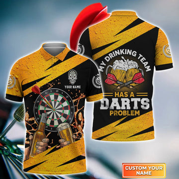 My Drinking Team Has A Darts Problem 3D Polo Shirt For Darts Player, Dart Team Shirts, Polo shirt for men