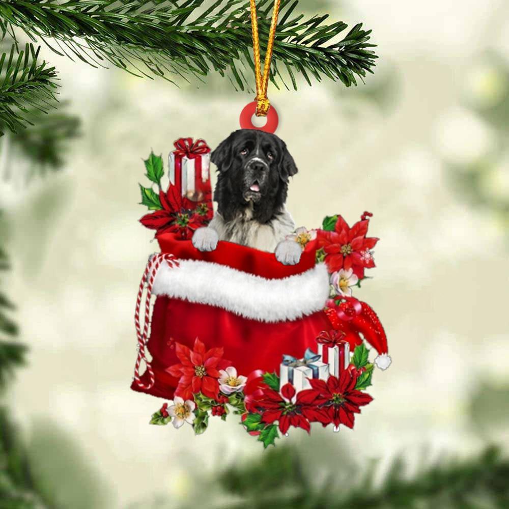 Newfounderland In Gift Bag Christmas Ornament, Gift For Dog Lovers