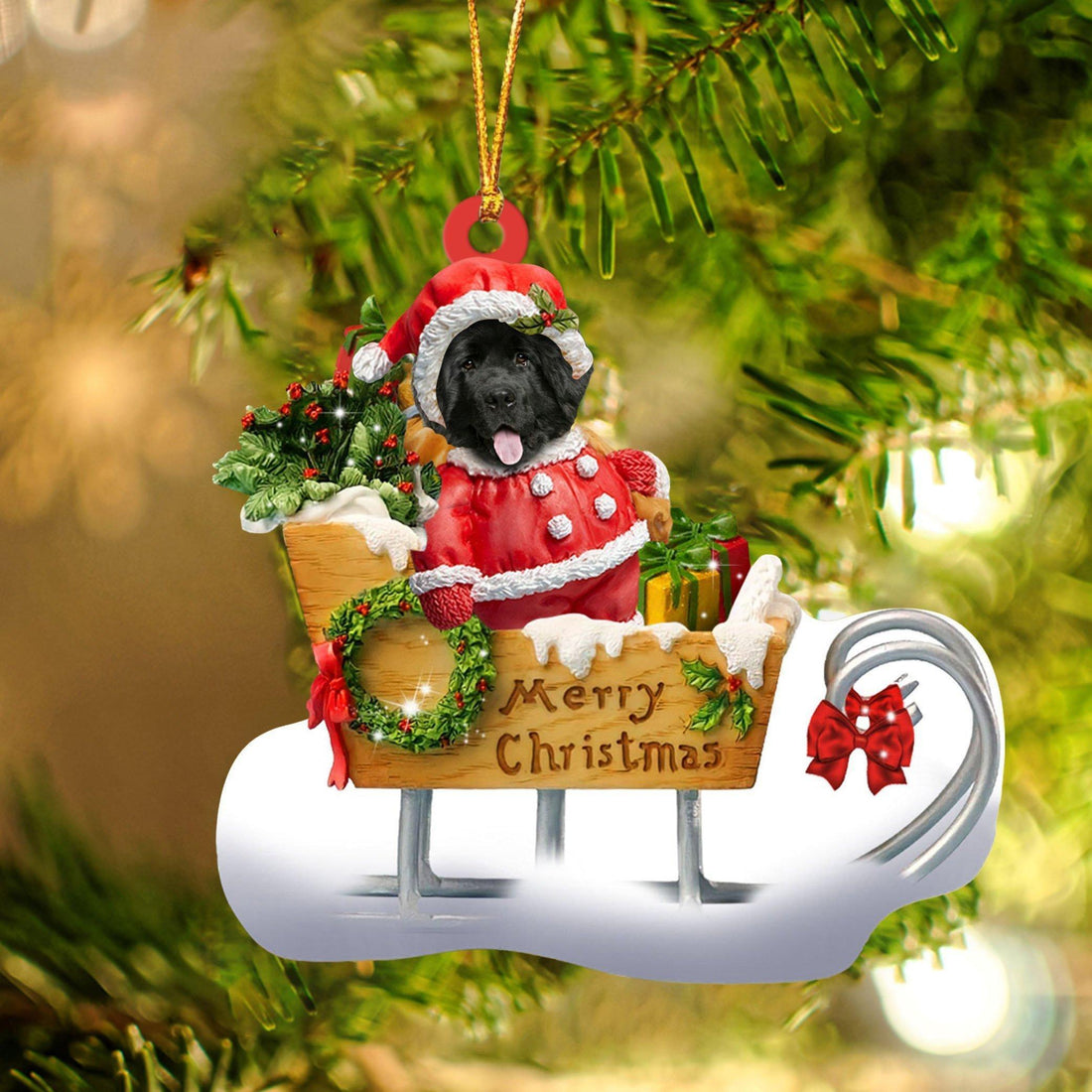 Newfoundland Merry Christmas Ornament, Gift For Dog Lover
