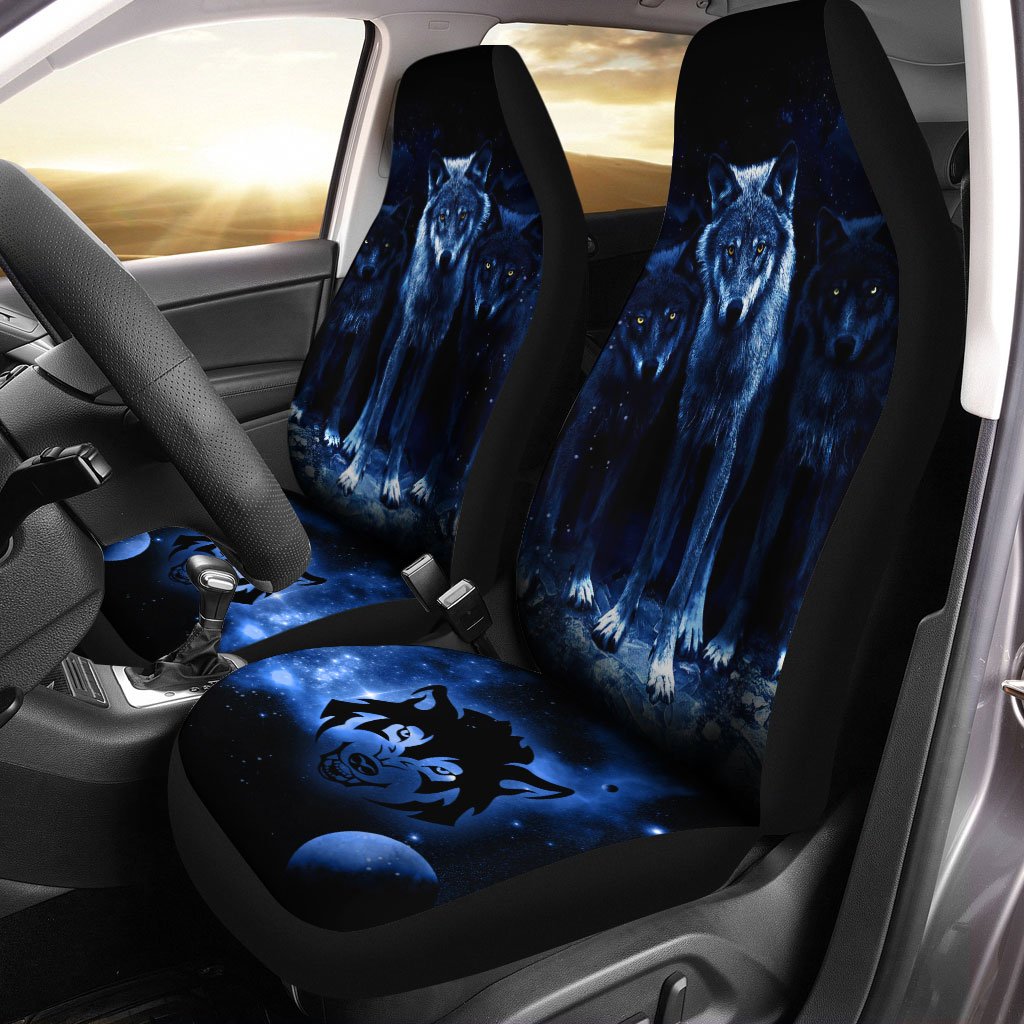 Night Wolf Car Seat Covers Custom Car Interior Accessories - Gearcarcover - 1