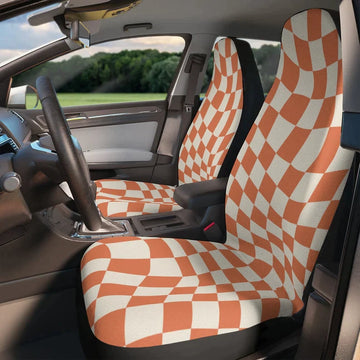 Orange Checkers Car Seat Covers