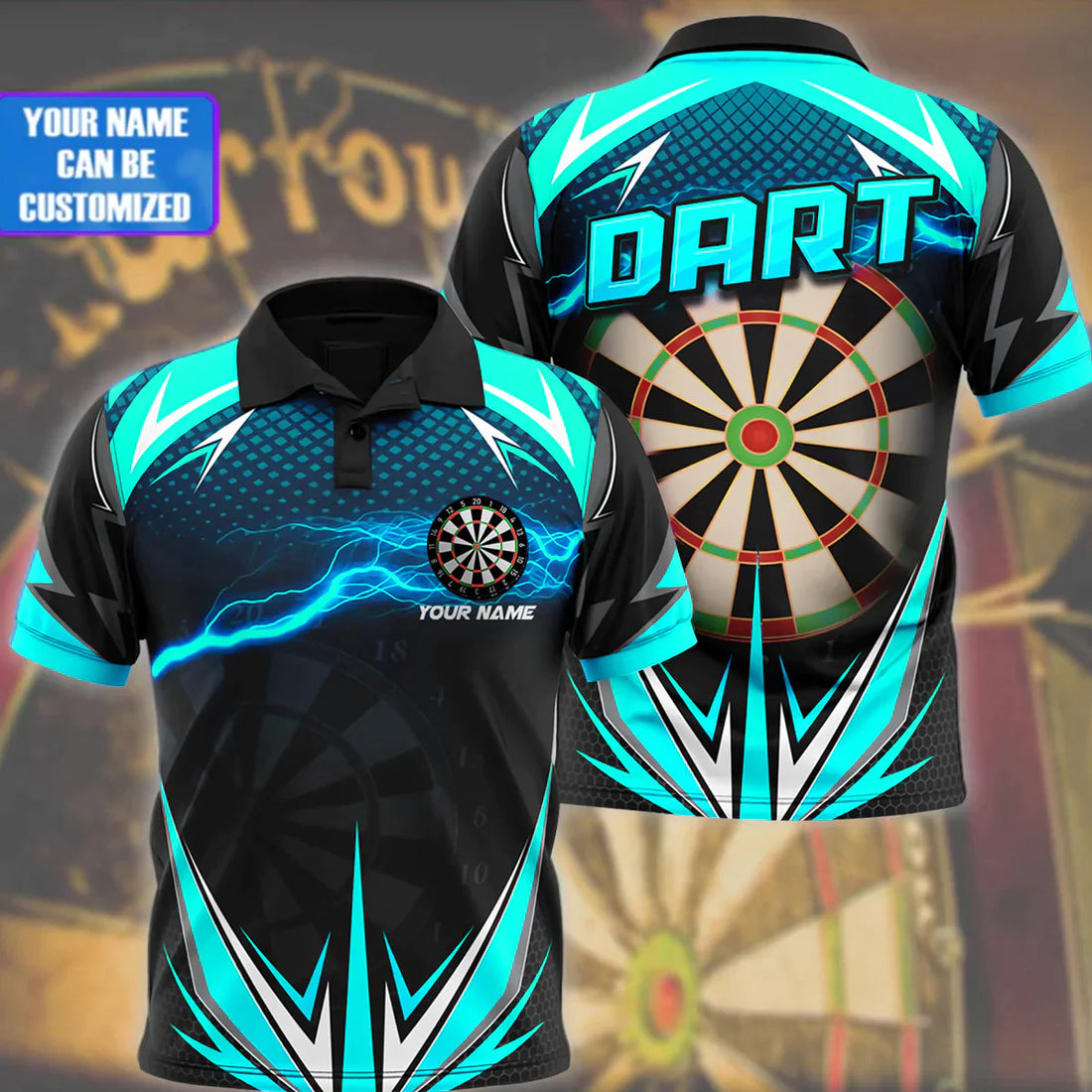 Customized 3D Full Printed Darts polo Shirt, Darts team player, Present For Dart Lover