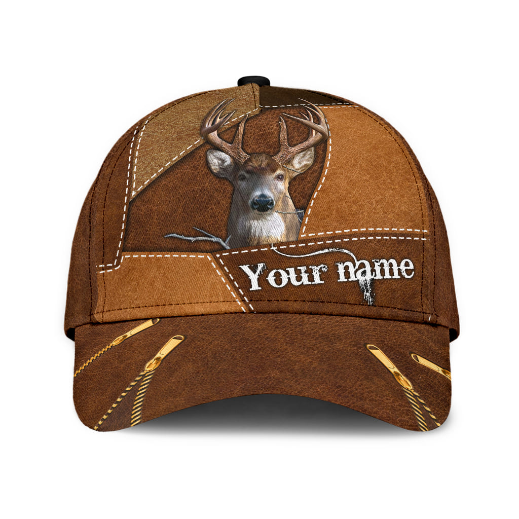 Personalized 3D Classic Cap Hat For Hunter, Baseball Deer Hunting Cap Hat For Grandpa Dad