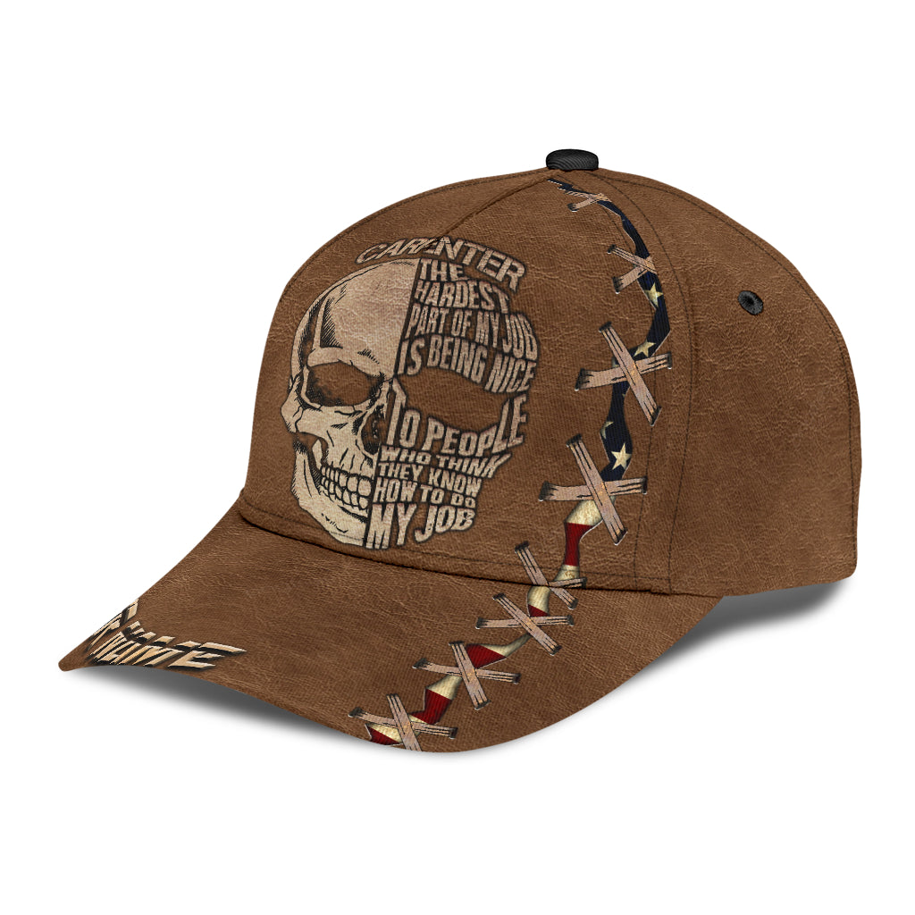 Personalized Name Carpenter Classic Cap Skull Brown Pattern