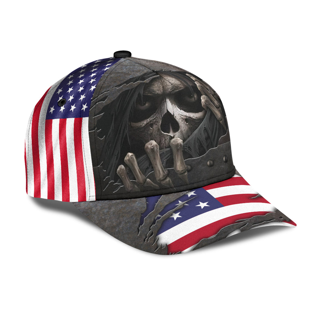 3D All Over Printed Skull Cap Hat With American Flag Pattern Baseball Skull Cap