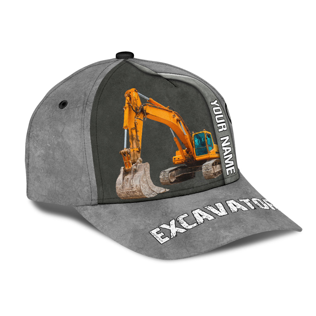 Customized Excavator Heavy Equipment Classic Cap Hat For Woker, Excavator 3D Baseball Hat Cap