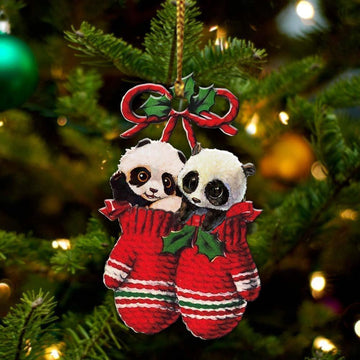 Panda Inside Your Gloves Christmas Holiday Two Sided Ornament, Gift For Dog Lovers