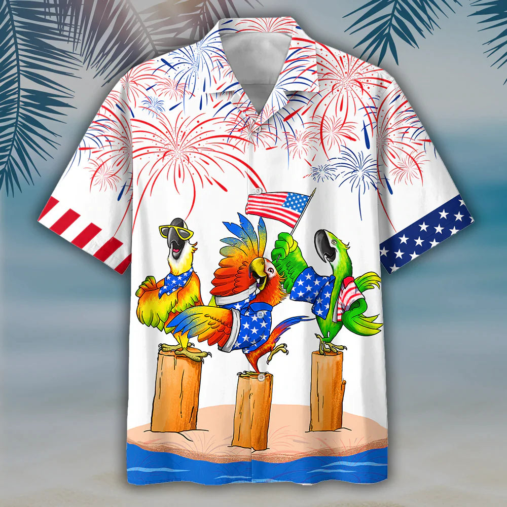 Parrot Hawaiian Shirts - Independence Day Is Coming, USA Patriotic Hawaiian Shirt