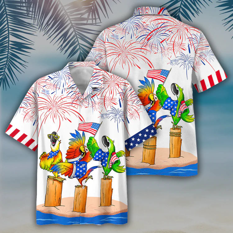 Parrot Hawaiian Shirts - Independence Day Is Coming, USA Patriotic Hawaiian Shirt