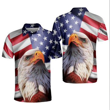 Patriotic American Design With Eagle Polo Shirt, Independence polo shirt, 4th of july polo shirt