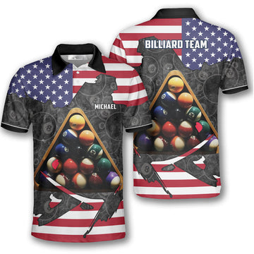 Patriotic Custom Billiard Shirts for Men, Custom Billiard Shirts for Team, Billiard Polo Shirts