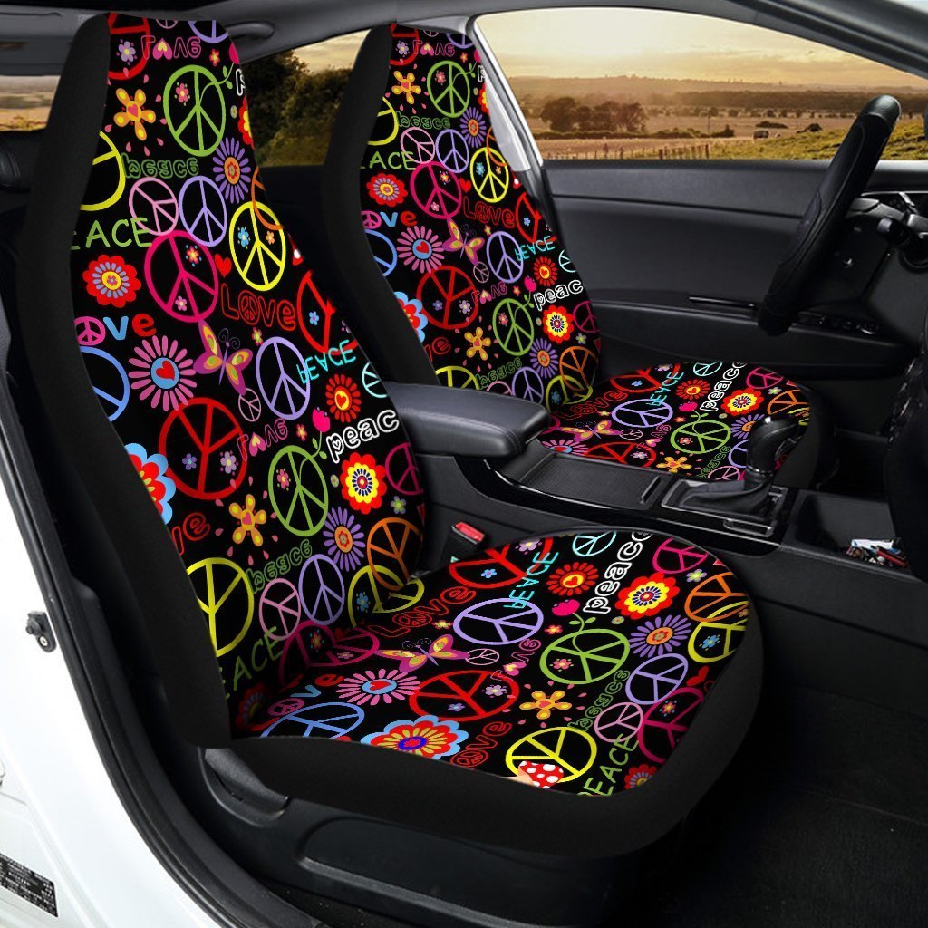 Peace Car Seat Covers Custom Love Peace Flower Car Accessories - Gearcarcover - 1