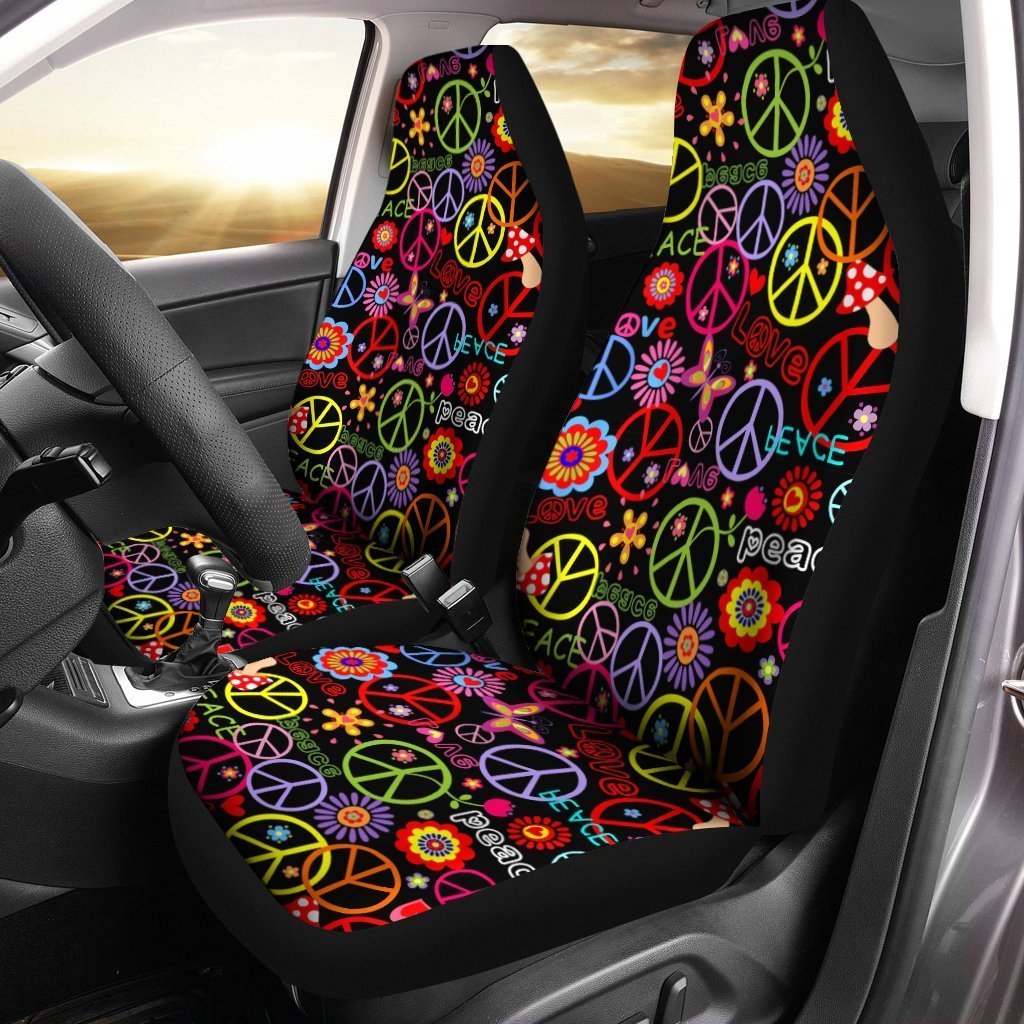 Peace Car Seat Covers Custom Love Peace Flower Car Accessories - Gearcarcover - 1