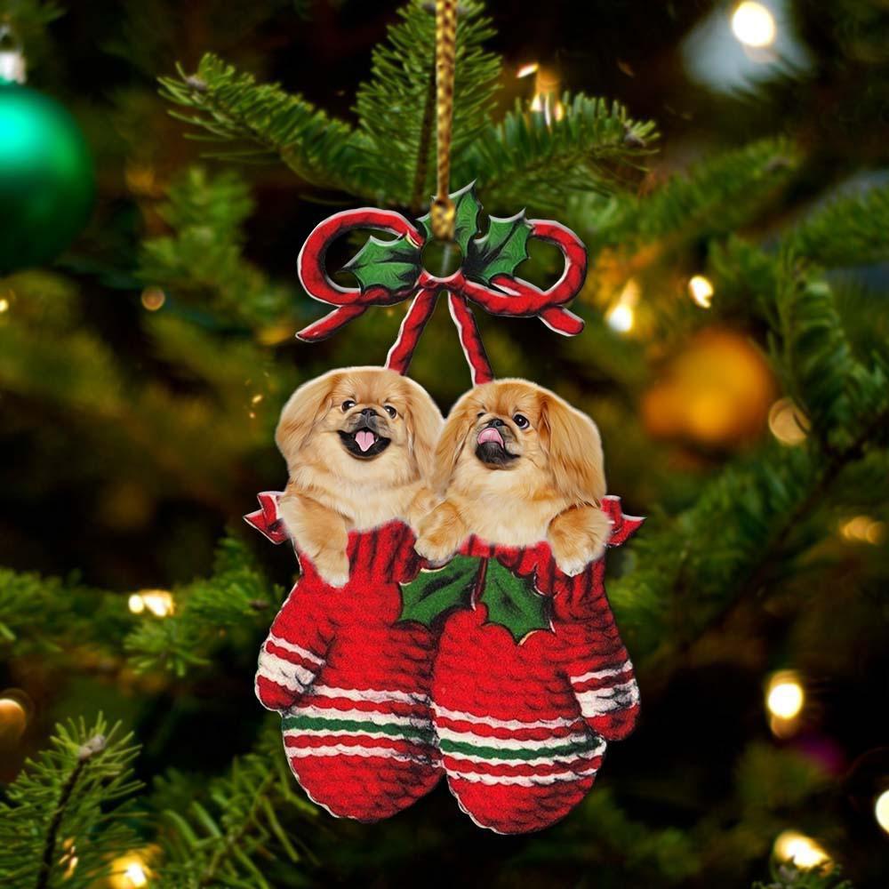 Pekingese Inside Your Gloves Christmas Holiday Two Sided Ornament, Gift For Dog Lovers